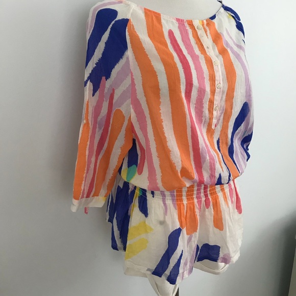 Aerie Colorful Peplum Boatneck Cotton Blou… - Picture 3 of 8